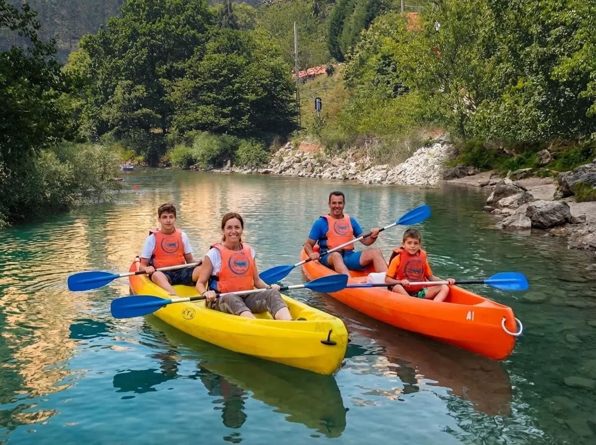 Ruta Mini Sella · descenso corto de 7 km por el río Sella, ideal para familias con niños