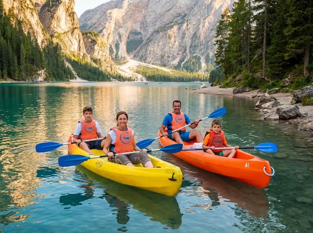 Orange canoe on the bank of the Sella · detailed rates of the descent